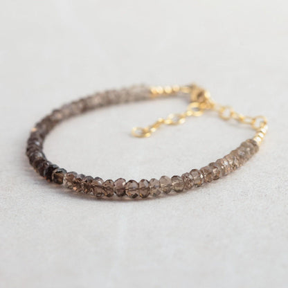 Smoky Quartz Bracelet | Dainty smoky quartz bracelet | Grounding Root Chakra [EBSP1045] | Dainty smoky quartz bracelet