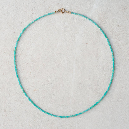 Delicate Amazonite Necklace,[ENAM1579_DIP] 2mm Faceted Gemstone Necklace, Sterling Silver or 14K Gold Filled
