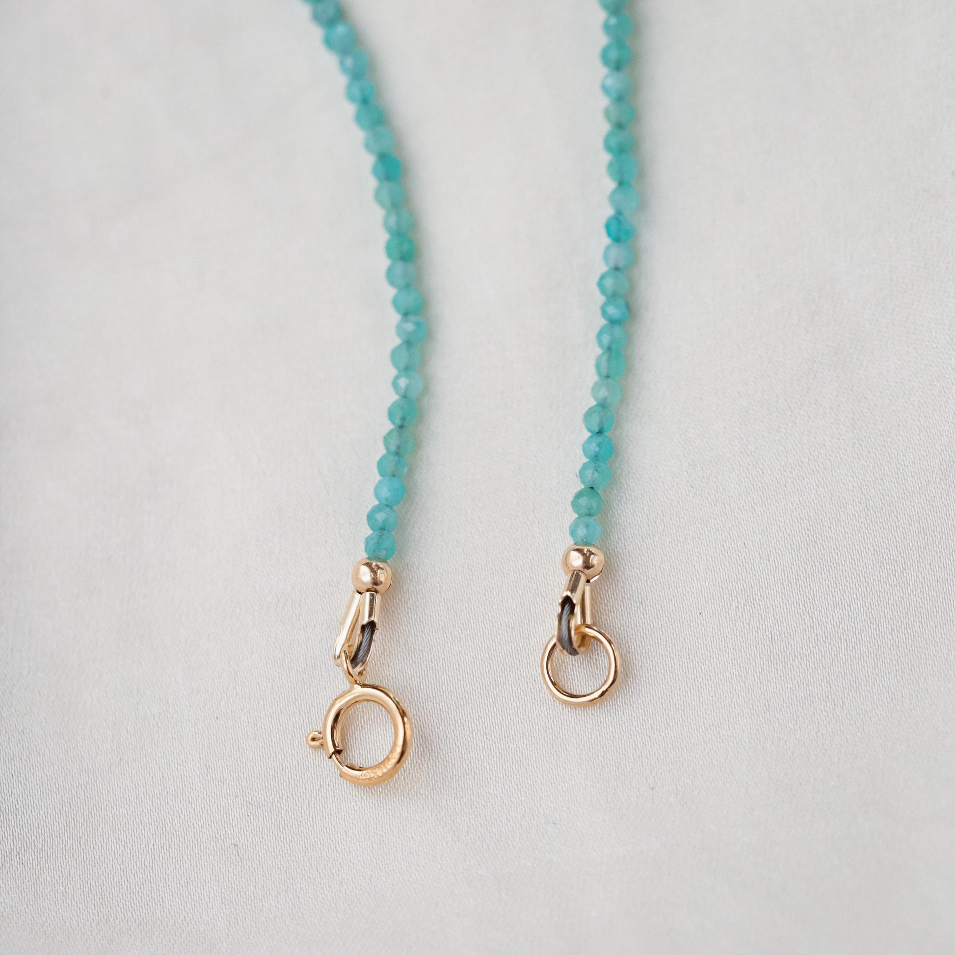 Delicate Amazonite Necklace,[ENAM1579_DIP] 2mm Faceted Gemstone Necklace, Sterling Silver or 14K Gold Filled