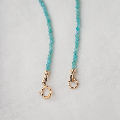 Delicate Amazonite Necklace,[ENAM1579_DIP] 2mm Faceted Gemstone Necklace, Sterling Silver or 14K Gold Filled