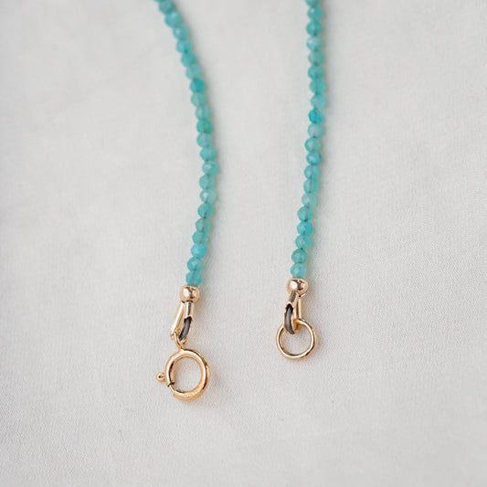 Delicate Amazonite Necklace,[ENAM1579_DIP] 2mm Faceted Gemstone Necklace, Sterling Silver or 14K Gold Filled