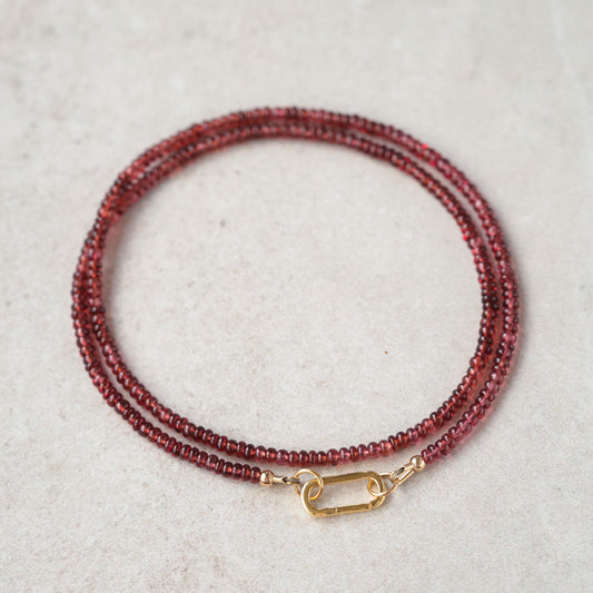 Garnet Carabiner Necklace – 14K