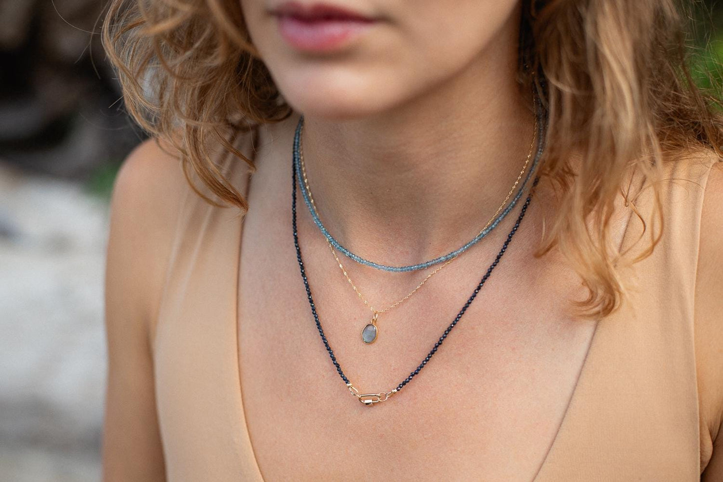 London Blue Topaz Necklace [ENLM1099] Deep Blue Clarity, Sterling Silver, Gold Filled or Solid 14K Gold
