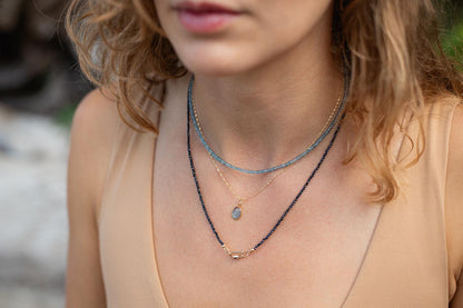 London Blue Topaz Necklace [ENLM1099] Deep Blue Clarity, Sterling Silver, Gold Filled or Solid 14K Gold