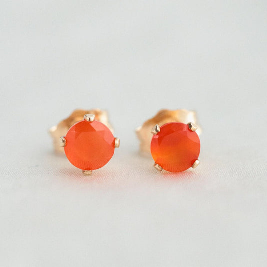 14K GOLD carnelian earring, gemstone stud carnelian earrings [EECP1241], gold gemstone studs, carnelian earrings, carnelian