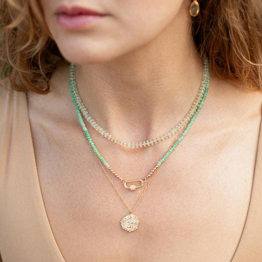 STACK of 3 necklaces | 100% genuine prehnite beaded necklace | [ENPP1489] dainty beaded prehnite necklace | AAAA prehnite jewelry | prehnite