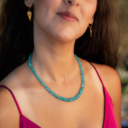 14K GOLD apatite Necklace, AAAA+ apatite Rondelle Necklace, [ENAM1094] Apatite Gemstone Necklace,Apatite Necklace, Apatite