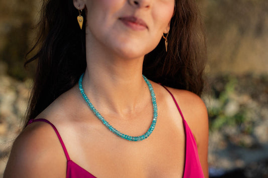 14K GOLD apatite Necklace, AAAA+ apatite Rondelle Necklace, [ENAM1094] Apatite Gemstone Necklace,Apatite Necklace, Apatite