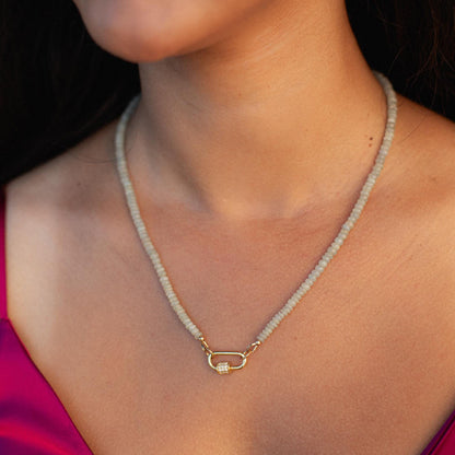 Grey Sapphire Carabiner Necklace – Gold Vermeil