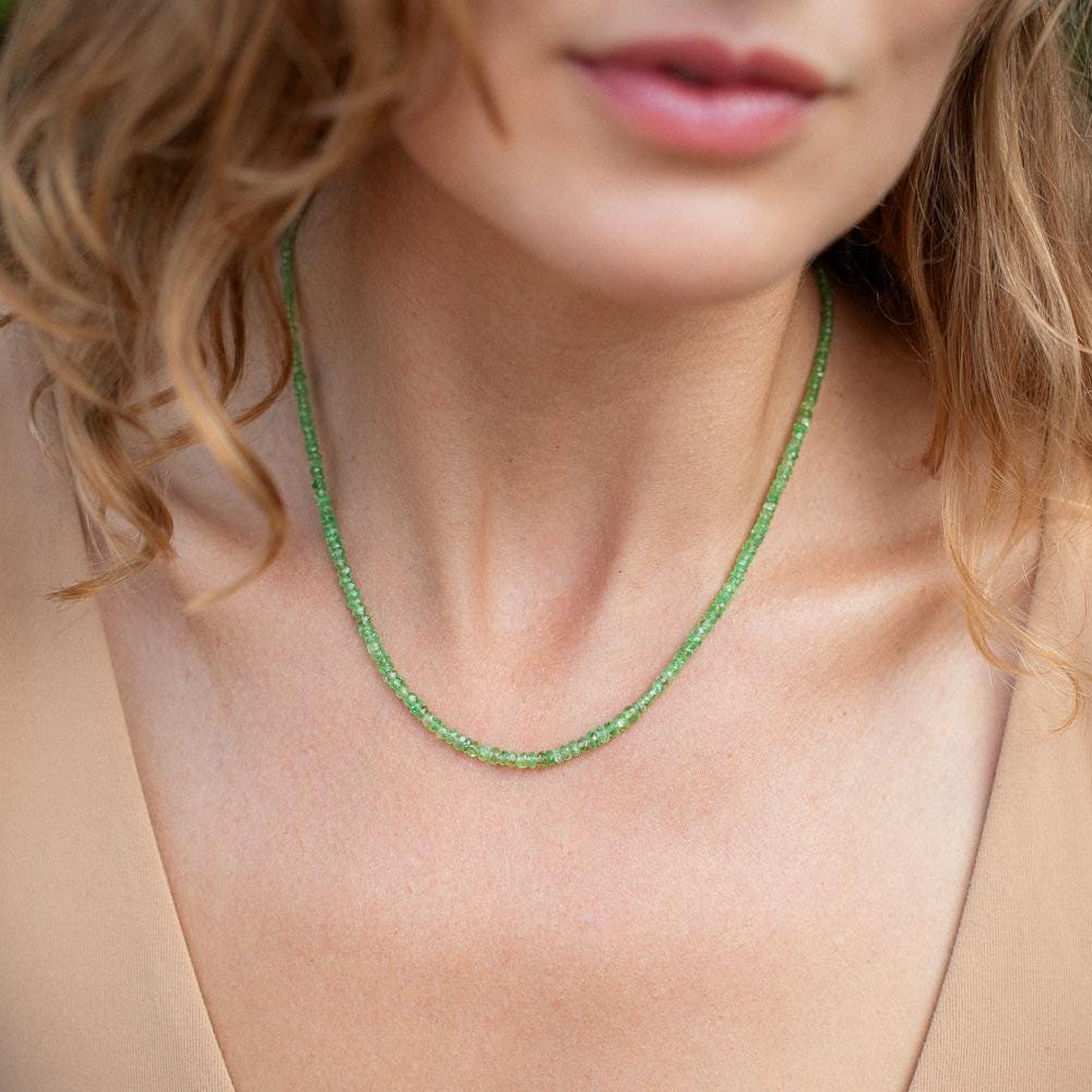 Tsavorite necklace | Tsavorite Beaded Necklace | Tsavorite necklace | [ENTP1415] Statement Tsavorite necklace | genuine Tsavorite jewelry