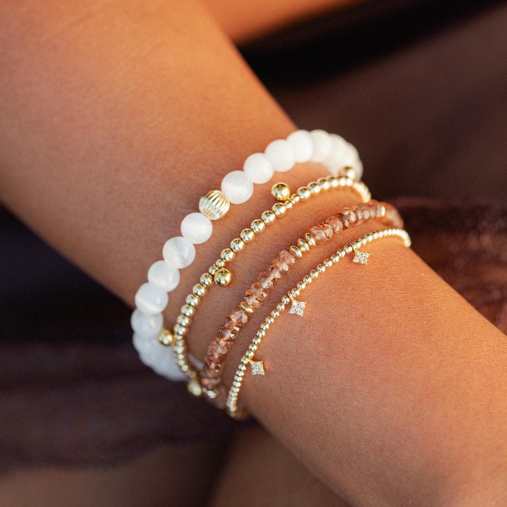 Selenite Bracelet, Genuine Selenite, AAA selenite bracelet [EBSM1092] | cat's eye selenite, reiki healing | white selenite *BSS