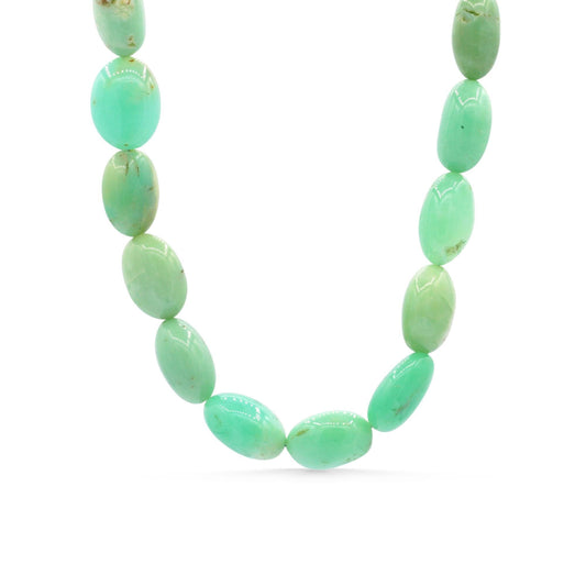Chrysoprase Oval Necklace – 14K Gold