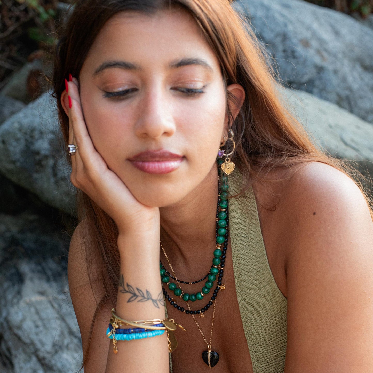 STACK OF 4 | Black Spinel Necklace | 2mm black spinel choker | [ENBP1245] gold filled black necklace | black spinel 2mm | black gemstone