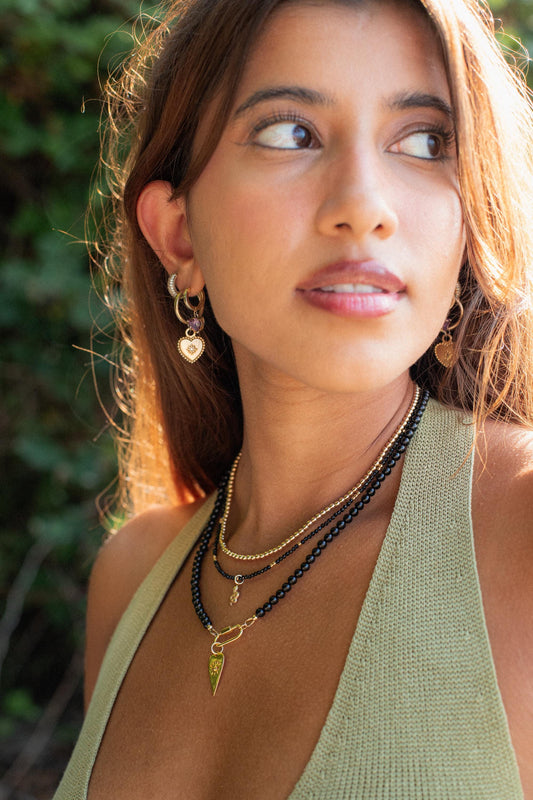 Black Spinel Snake Necklace - 14K