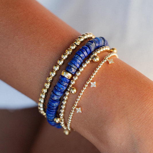 Lapis Lazuli Heishi Bracelet - 14K