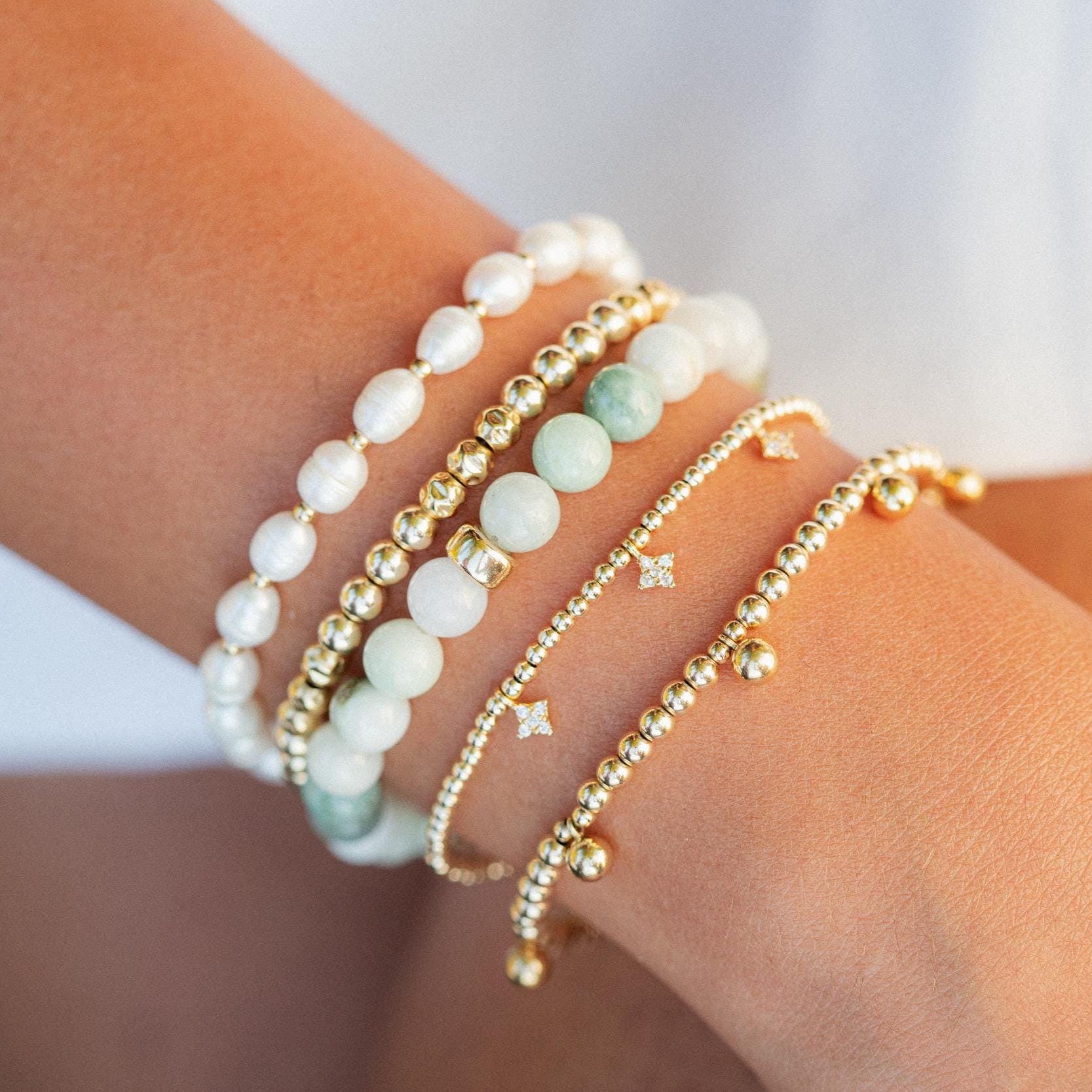 Burmese Jade Bracelet – Solid Gold Accent