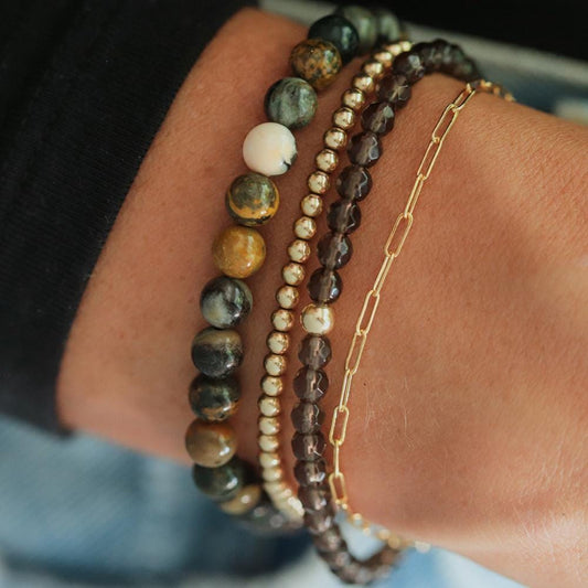 14K GOLD Ocean jasper bracelet | genuine ocean jasper bracelet 6mm | [EBOM1421] gold ocean jasper bracelet | women's ocean jasper *BSS