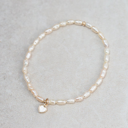 Feshwater pearl rondel with heart bead