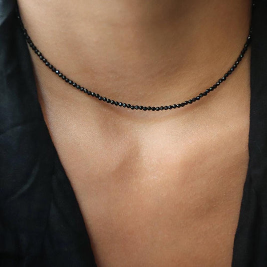 14K GOLD tourmaline | black tourmaline choker | [ENBM1923] black tourmaline necklace | black tourmaline choker | black gold jewelry