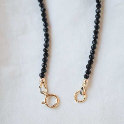 14K black tourmaline snake necklace | black tourmaline choker | black tourmaline necklace | black tourmaline choker | black gold jewelry