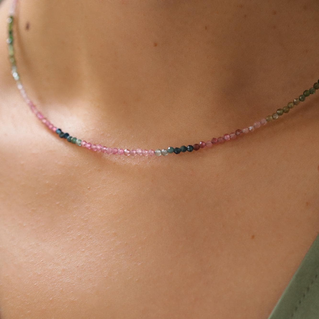 Mixed Tourmaline Necklace - 14K