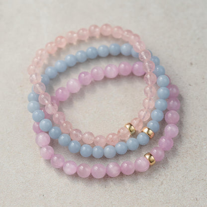 Kunzite bracelet | natural genuine kunzite [EBKM1000] | gold kunzite bracelet | women's gemstone bracelet love | genuine kunzite