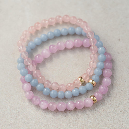 Kunzite bracelet | natural genuine kunzite [EBKM1000] | gold kunzite bracelet | women's gemstone bracelet love | genuine kunzite