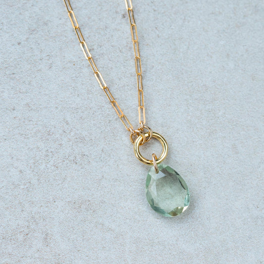 Green amethyst pendant Necklace, Green amethyst necklace, Green amethyst jewelry, 14K gold filled Green amethyst *md