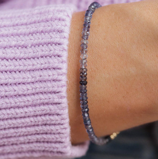 Iolite Gemstone Bracelet | Dainty iolite beaded bracelet | [EBIP1036_GF_C] Natural stones | 14K gold filled iolite | AAA iolite