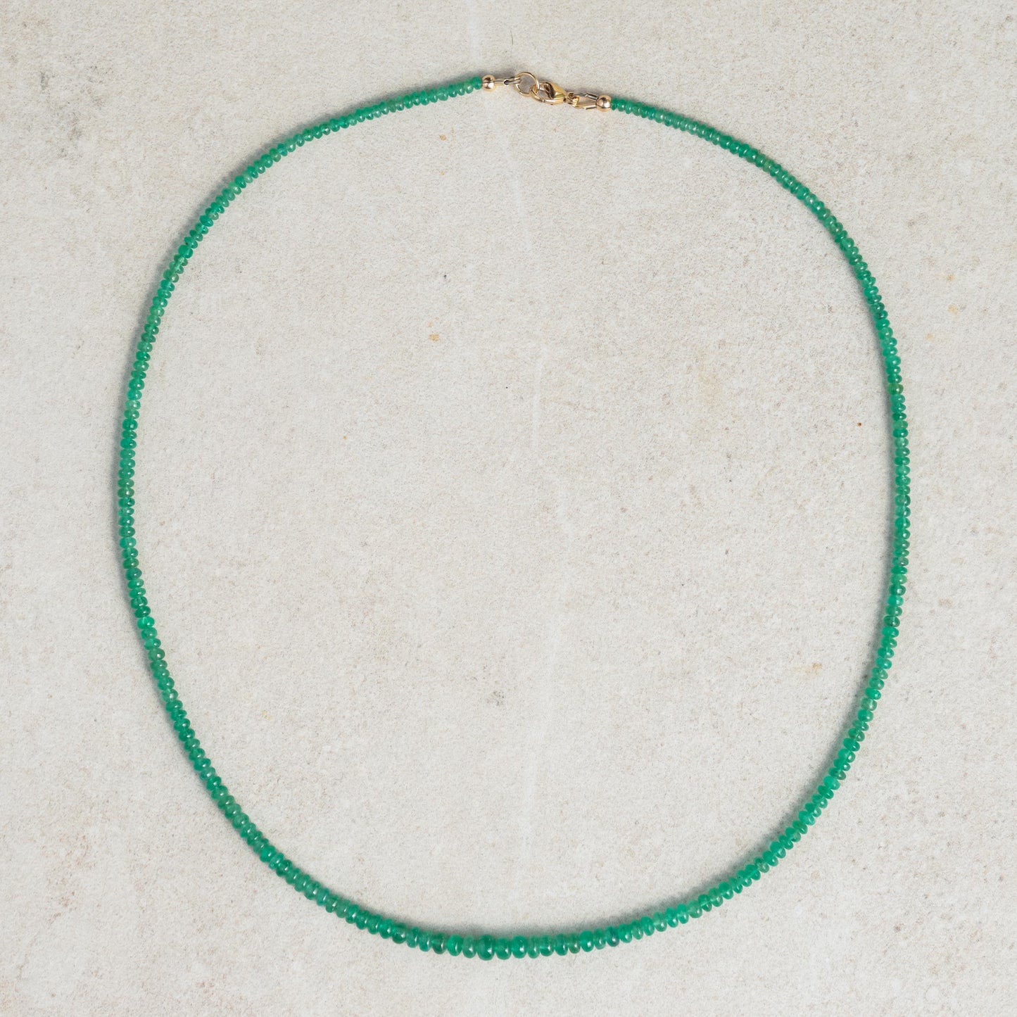 14K Zambian Emerald Necklace, Zambian emerald necklace | [ENZM1134] May birthstone necklace | smooth dainty Zambian emerald beaded