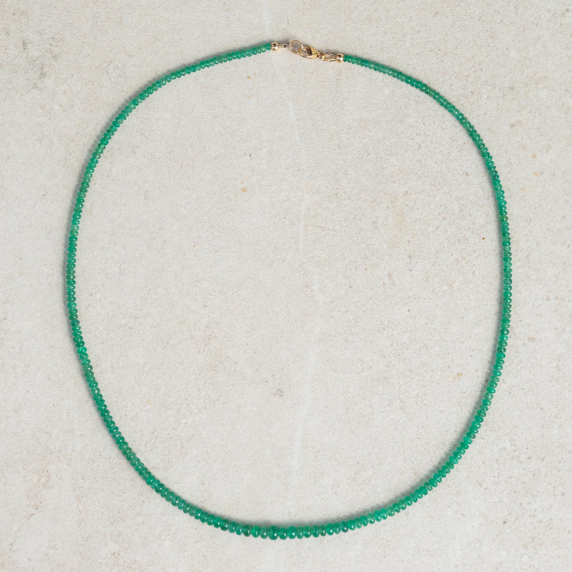 14K Zambian Emerald Necklace, Zambian emerald necklace | [ENZM1134] May birthstone necklace | smooth dainty Zambian emerald beaded