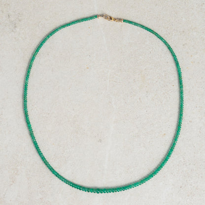 14K Zambian Emerald Necklace, Zambian emerald necklace | [ENZM1134] May birthstone necklace | smooth dainty Zambian emerald beaded