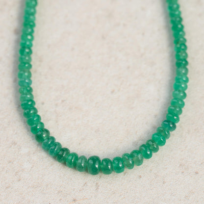 14K Zambian Emerald Necklace, Zambian emerald necklace | [ENZM1134] May birthstone necklace | smooth dainty Zambian emerald beaded