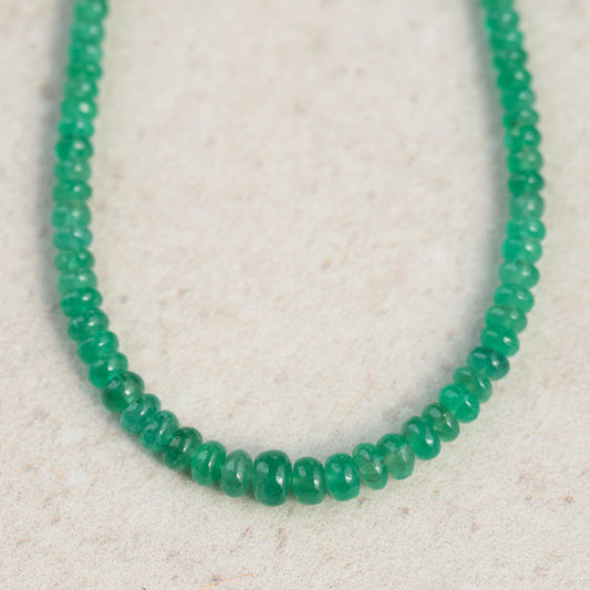 14K Zambian Emerald Necklace, Zambian emerald necklace | [ENZM1134] May birthstone necklace | smooth dainty Zambian emerald beaded