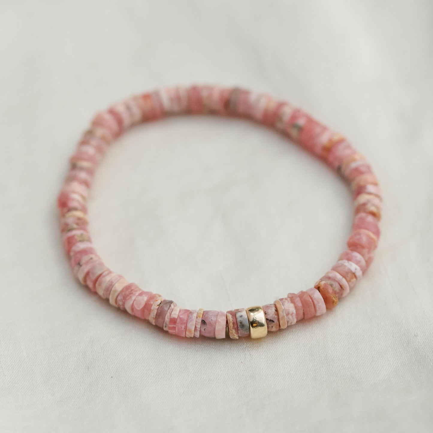 Heishi Rhodochrosite | Women's Rhodochrosite, quality Rhodochrosite [EBRM1561] Beaded Bracelet Women's genuine bracelet