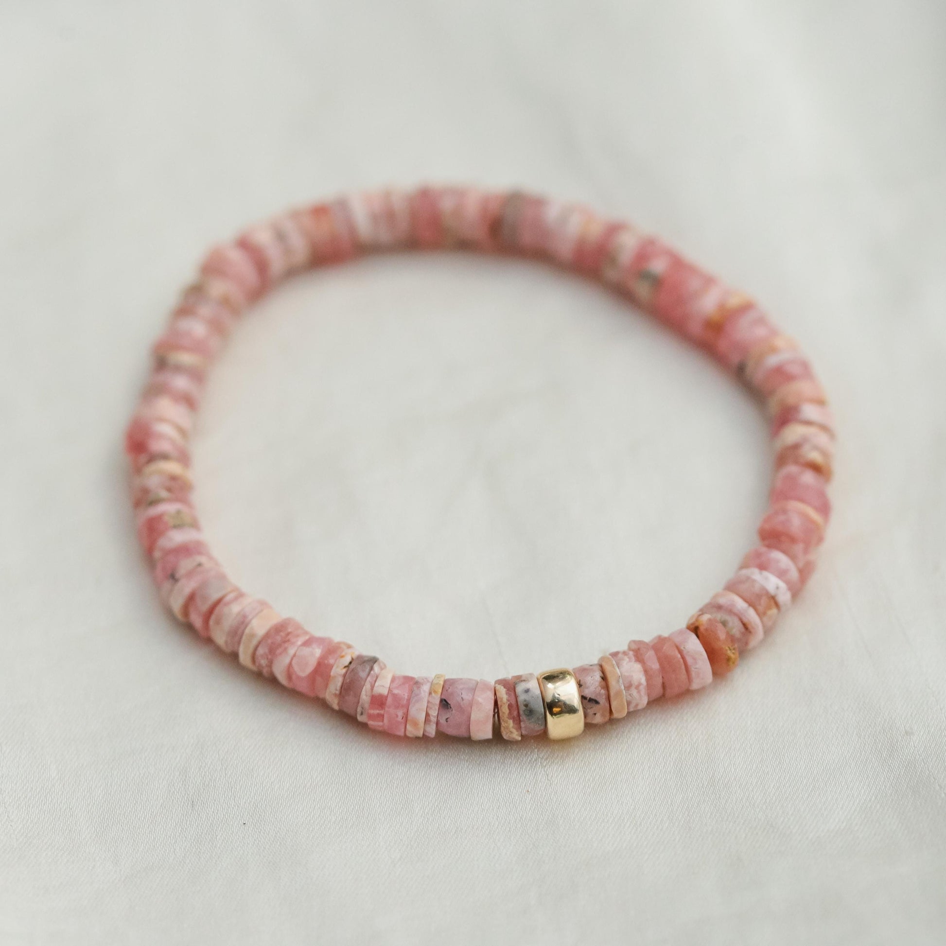 Heishi Rhodochrosite | Women's Rhodochrosite, quality Rhodochrosite [EBRM1561] Beaded Bracelet Women's genuine bracelet