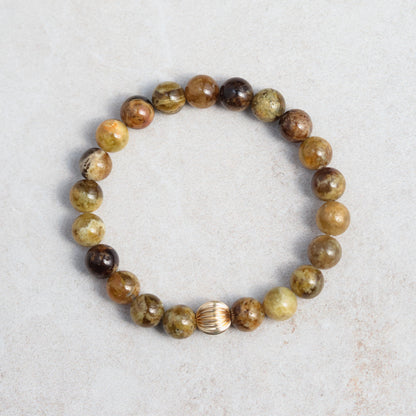 14K GOLD Green Garnet Bracelet - January Birthday Gift, Garnet8mm bracelet, [EBGM1106] 14K gold Garnet Jewelry, green garnet