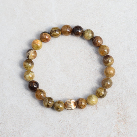 14K GOLD Green Garnet Bracelet - January Birthday Gift, Garnet8mm bracelet, [EBGM1106] 14K gold Garnet Jewelry, green garnet
