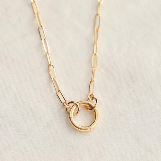 14k Gold Filled Paperclip Carabiner Necklace