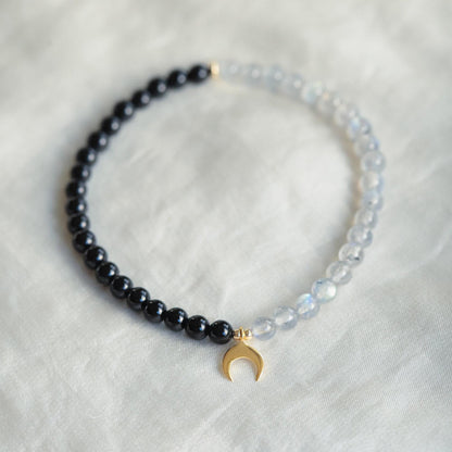 Labradorite & Black Tourmaline Bracelet – Intuition, Protection & Lunar Energy