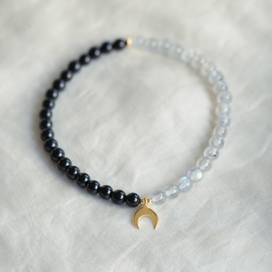 Labradorite & Black Tourmaline Bracelet – Intuition, Protection & Lunar Energy