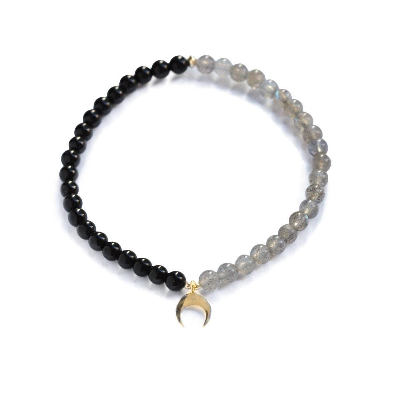 Labradorite & Black Tourmaline Bracelet – Intuition, Protection & Lunar Energy