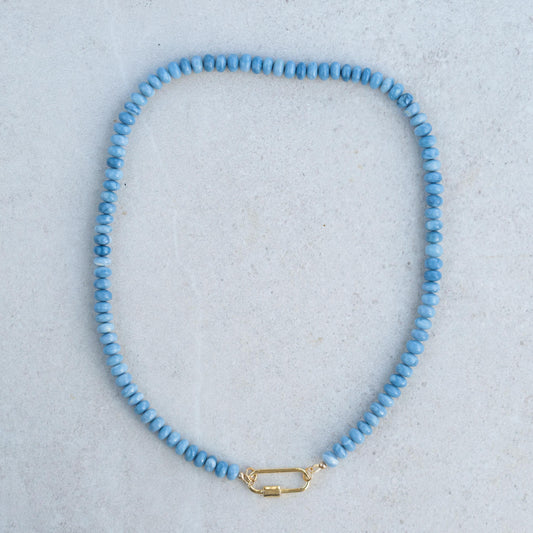 Chunky Blue opal carabiner Necklace