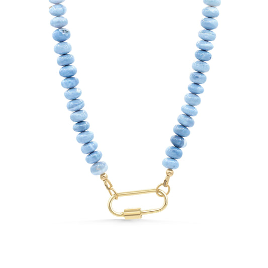 Chunky Blue opal carabiner Necklace