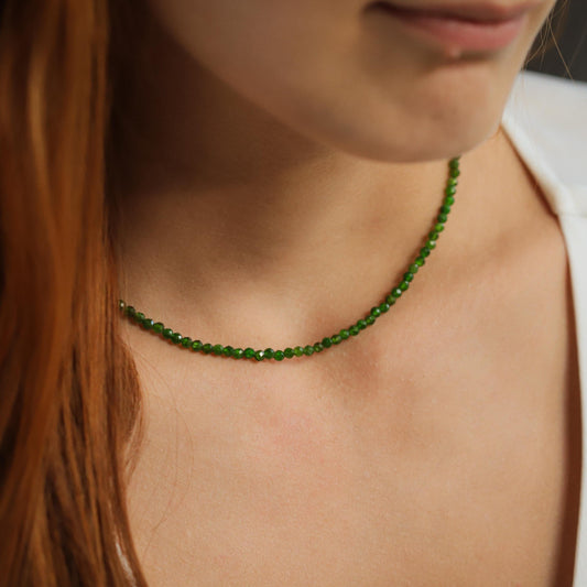 SOLID 14K GOLD Chrome diopside