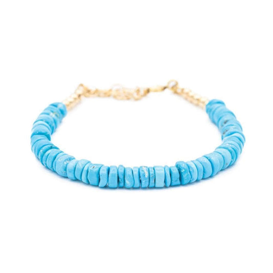 Sleeping Beauty Heishi Bracelet - 14K Gold Filled