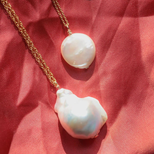 AAAA+ Baroque Pearl Necklace - 14K
