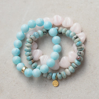 Heart Shaped Pink Mango Calcite Bracelet