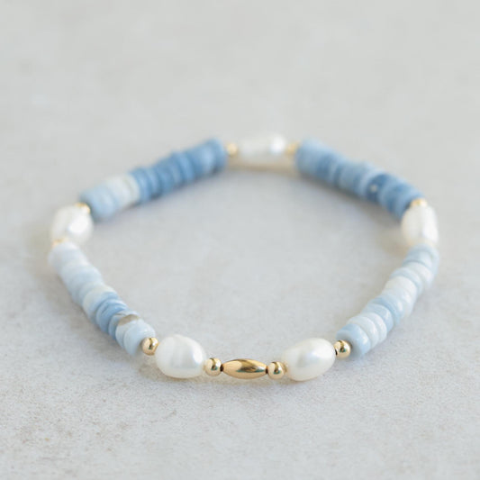 Blue Opal heishi Bracelet