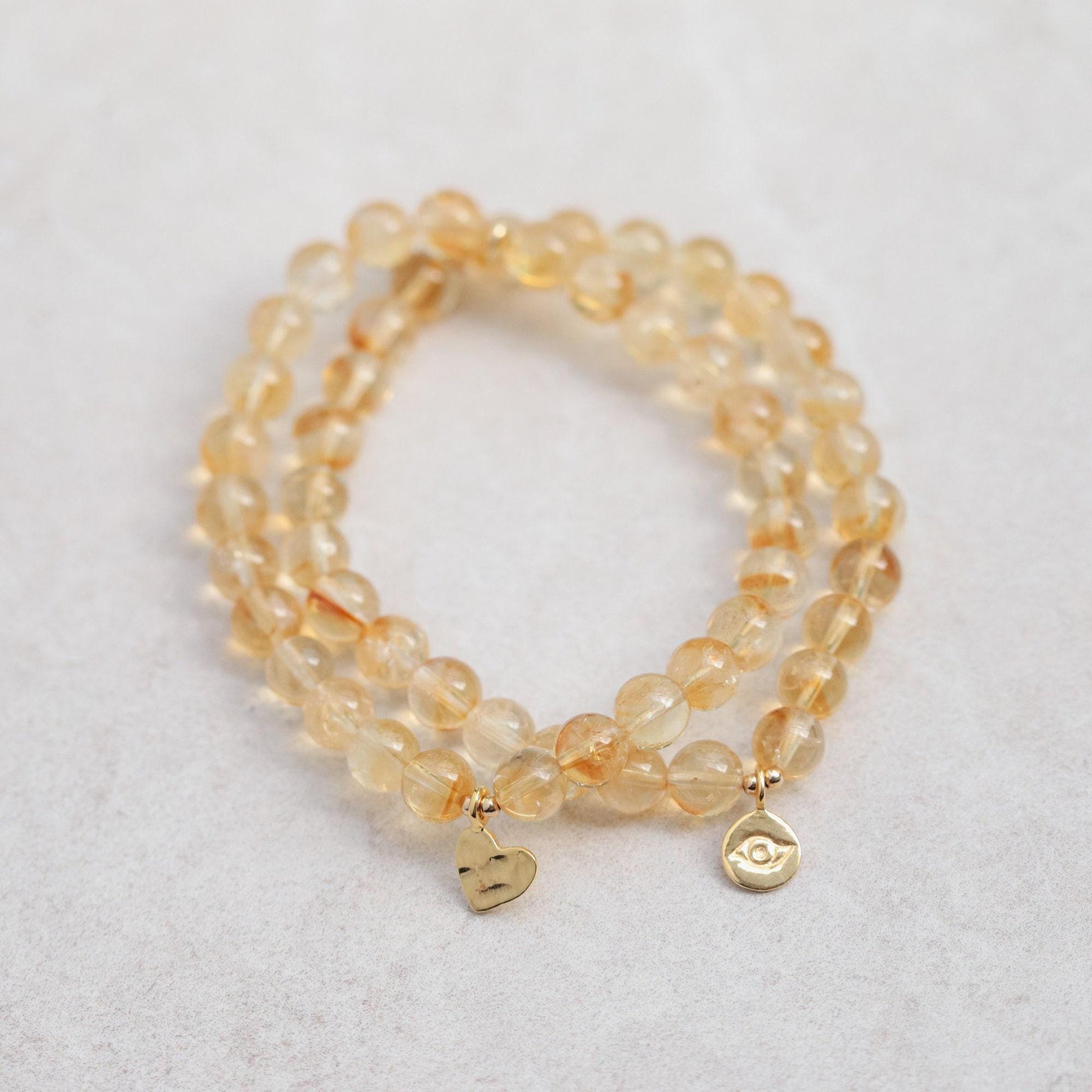 Citrine bracelet 6mm, AAA grade, [EBCM1124] November birth gemstone, genuine natural [EBCM1124], Abundance bracelet, Prosperity